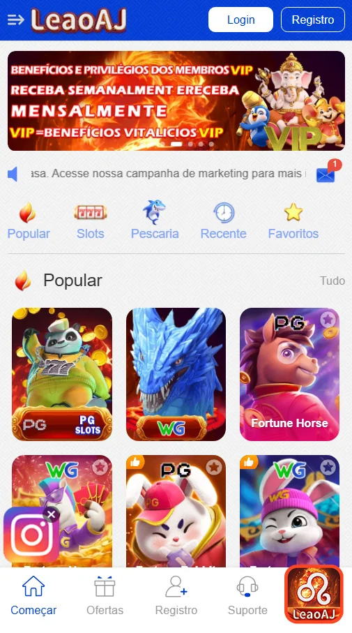 Jogador acessando promoções regulares em leaoaj.com